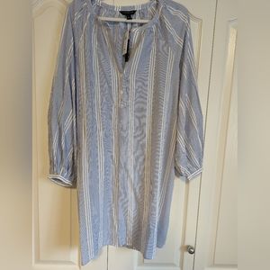 Banana Republic Blue & White Striped Shirt dress, Large that fits more like XL